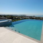 Infinity edge pool with spa.