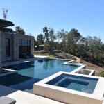 Square edges of pool and spa